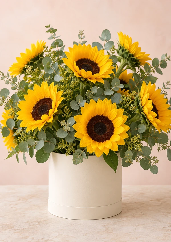 Caja de girasoles amarillos, un clásico para el Día de las Flores Amarillas