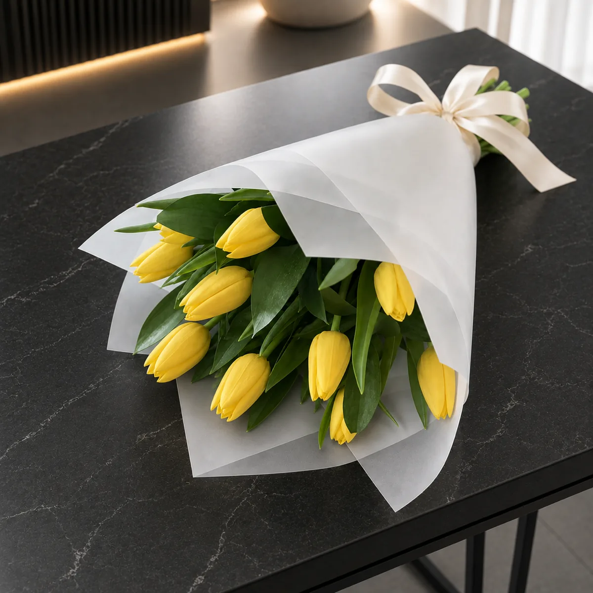 Ramo de tulipanes amarillos para regalar el 21 de septiembre en Perú